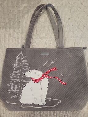 Vera Bradley Grey Polar Bear Winter Tote Bag